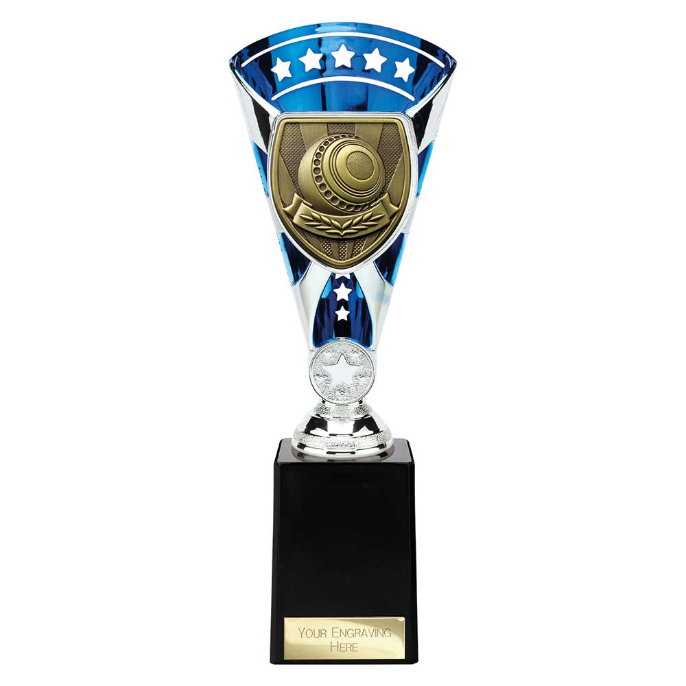 Cobra Star Cup Lawn Bowls Silver & Blue 255mm