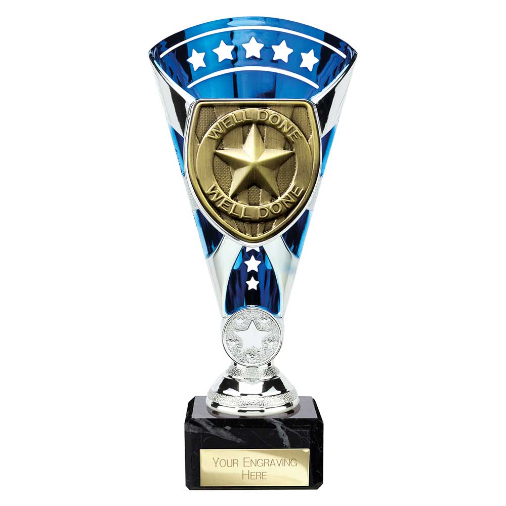 Cobra Star Cup Well Done Silver & Blue 210mm