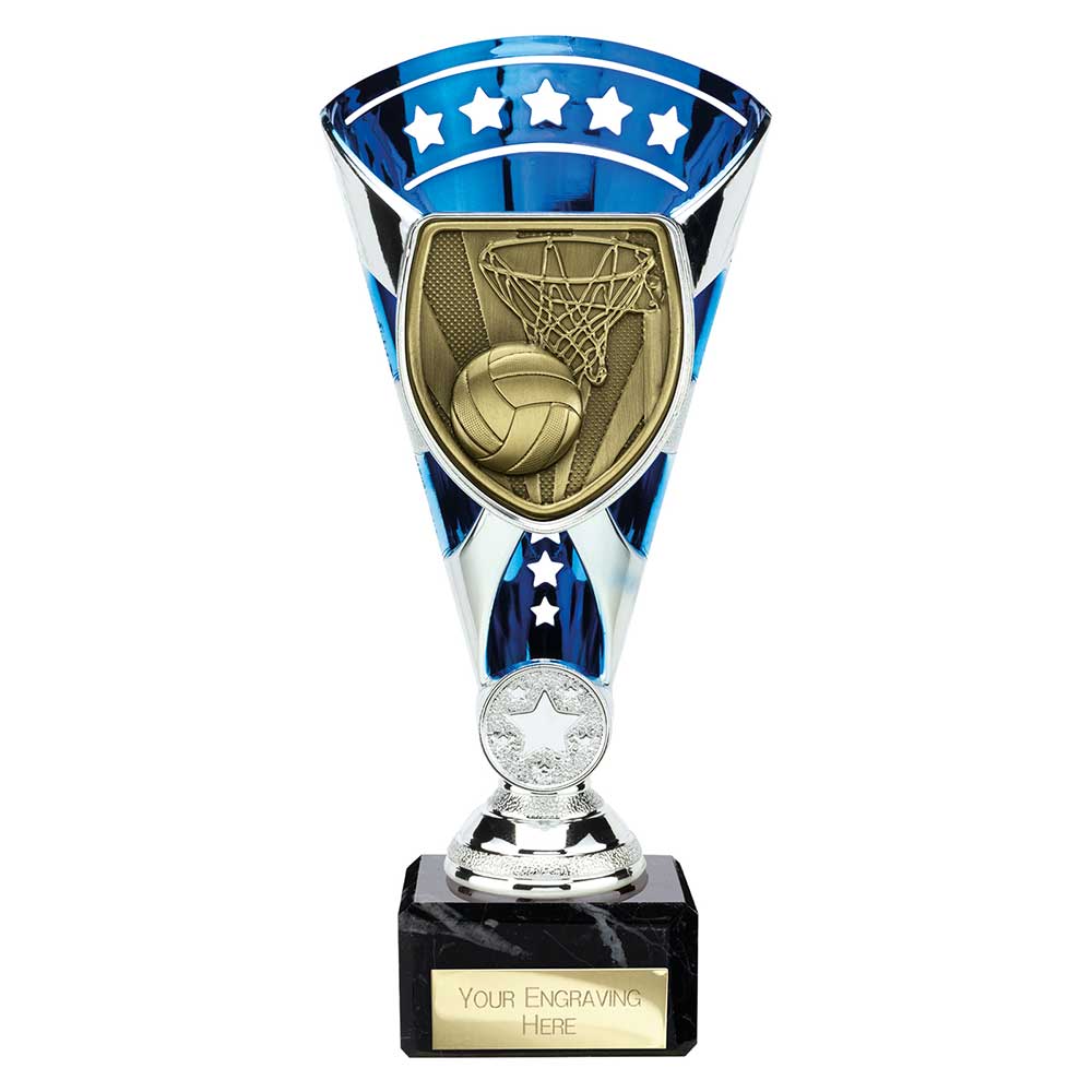 Cobra Star Cup Netball Silver & Blue 210mm