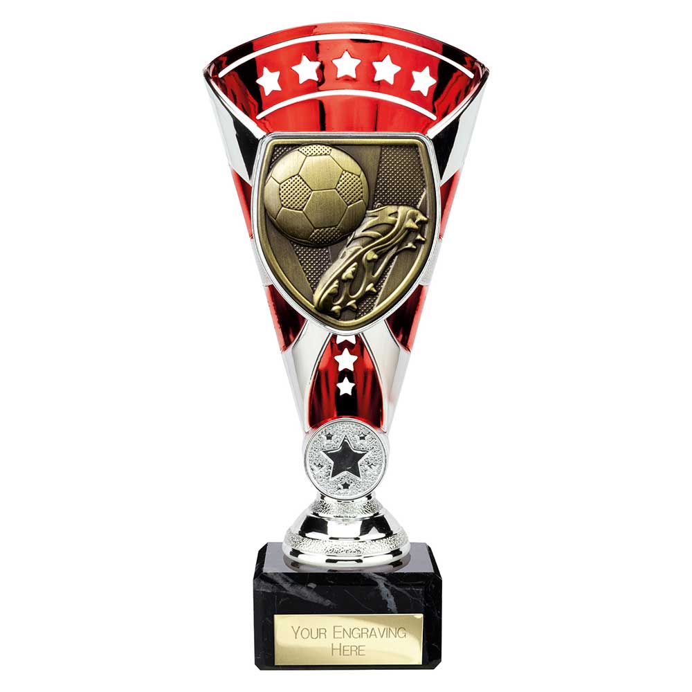 Cobra Star Cup Football Boot & Ball Silver & Red 210mm