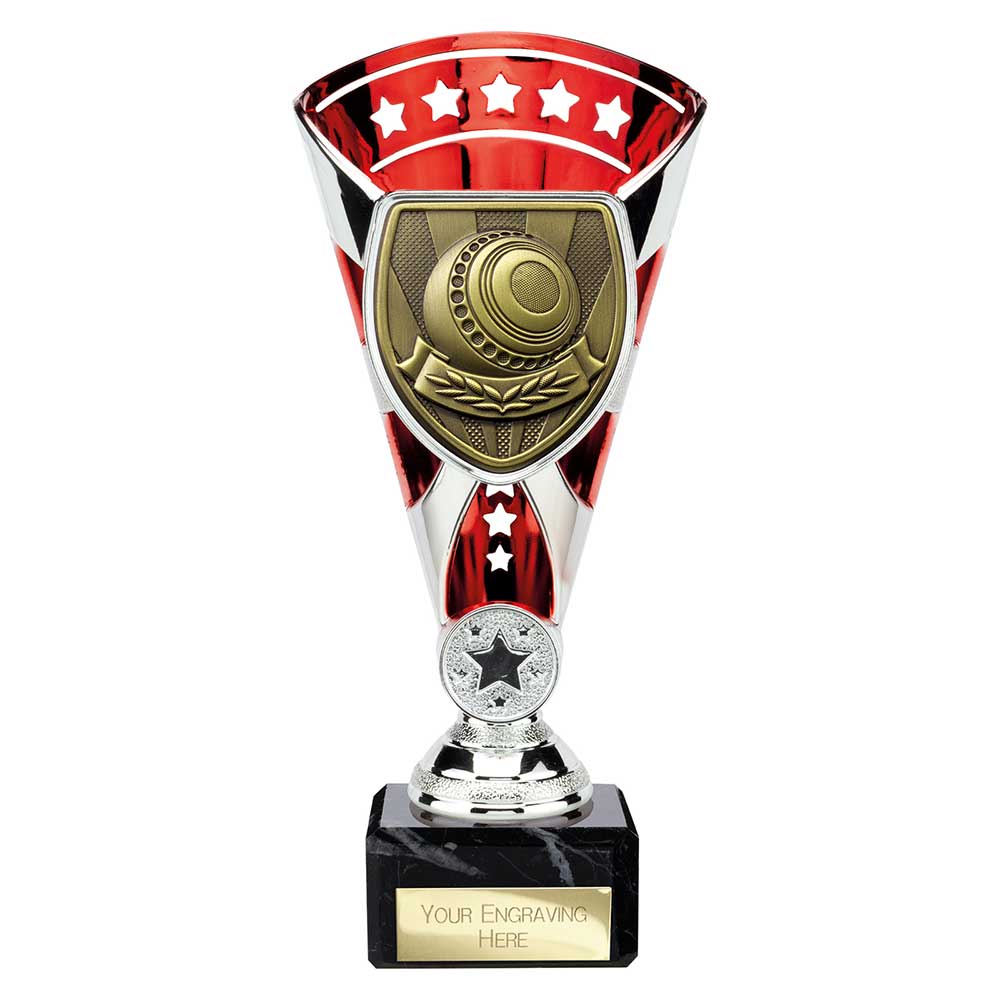 Cobra Star Cup Lawn Bowls Silver & Red 210mm