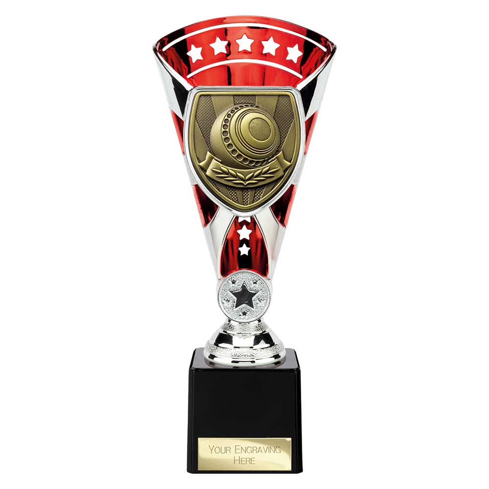 Cobra Star Cup Lawn Bowls Silver & Red 230mm