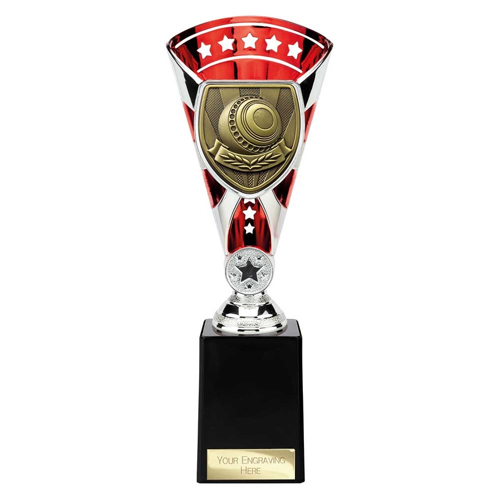 Cobra Star Cup Lawn Bowls Silver & Red 255mm