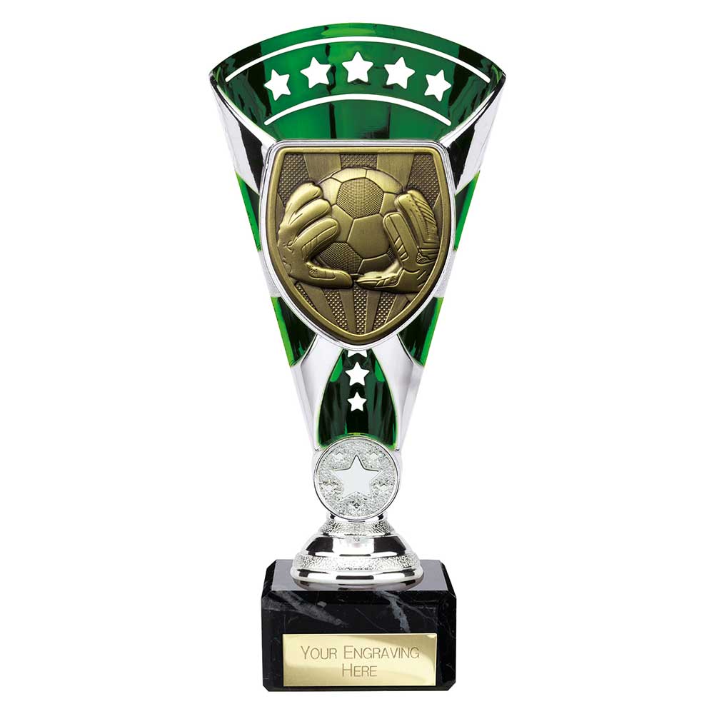 Cobra Star Cup Football Goal Keeper Silver & Green 210mm