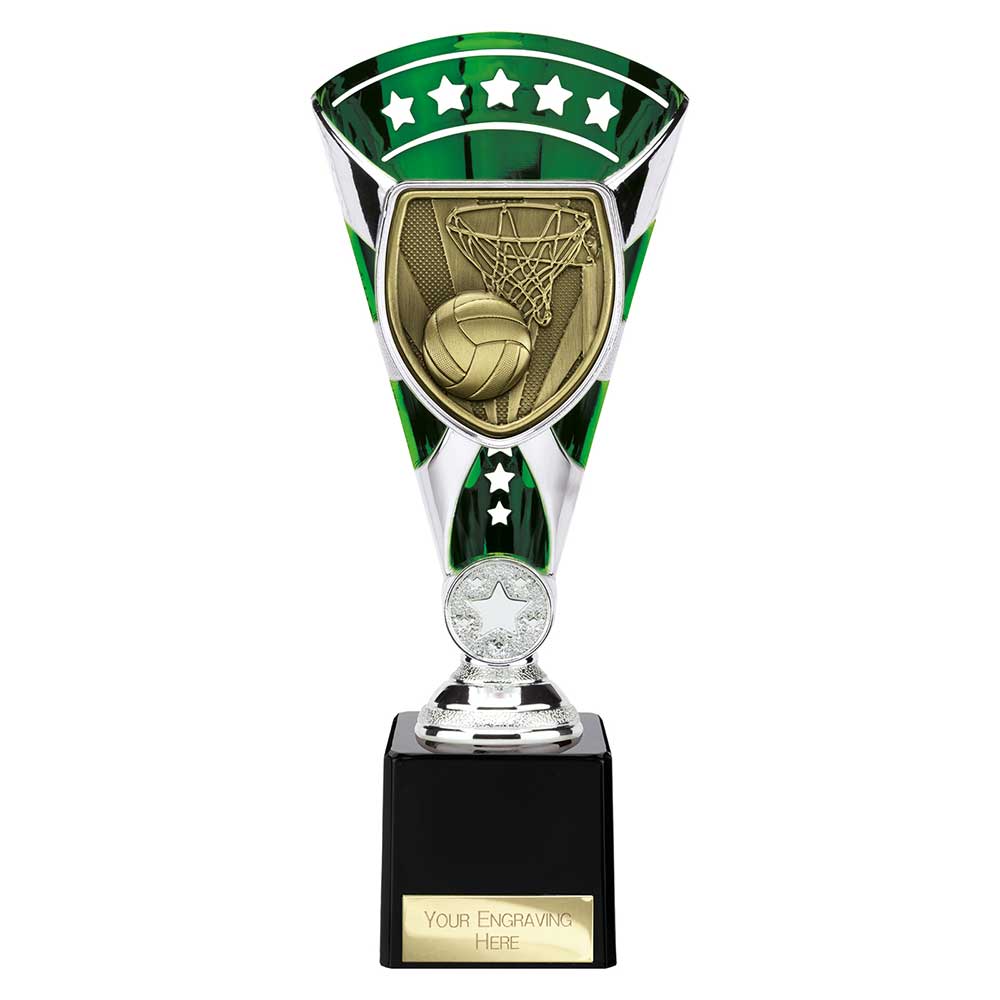 Cobra Star Cup Netball Silver & Green 230mm