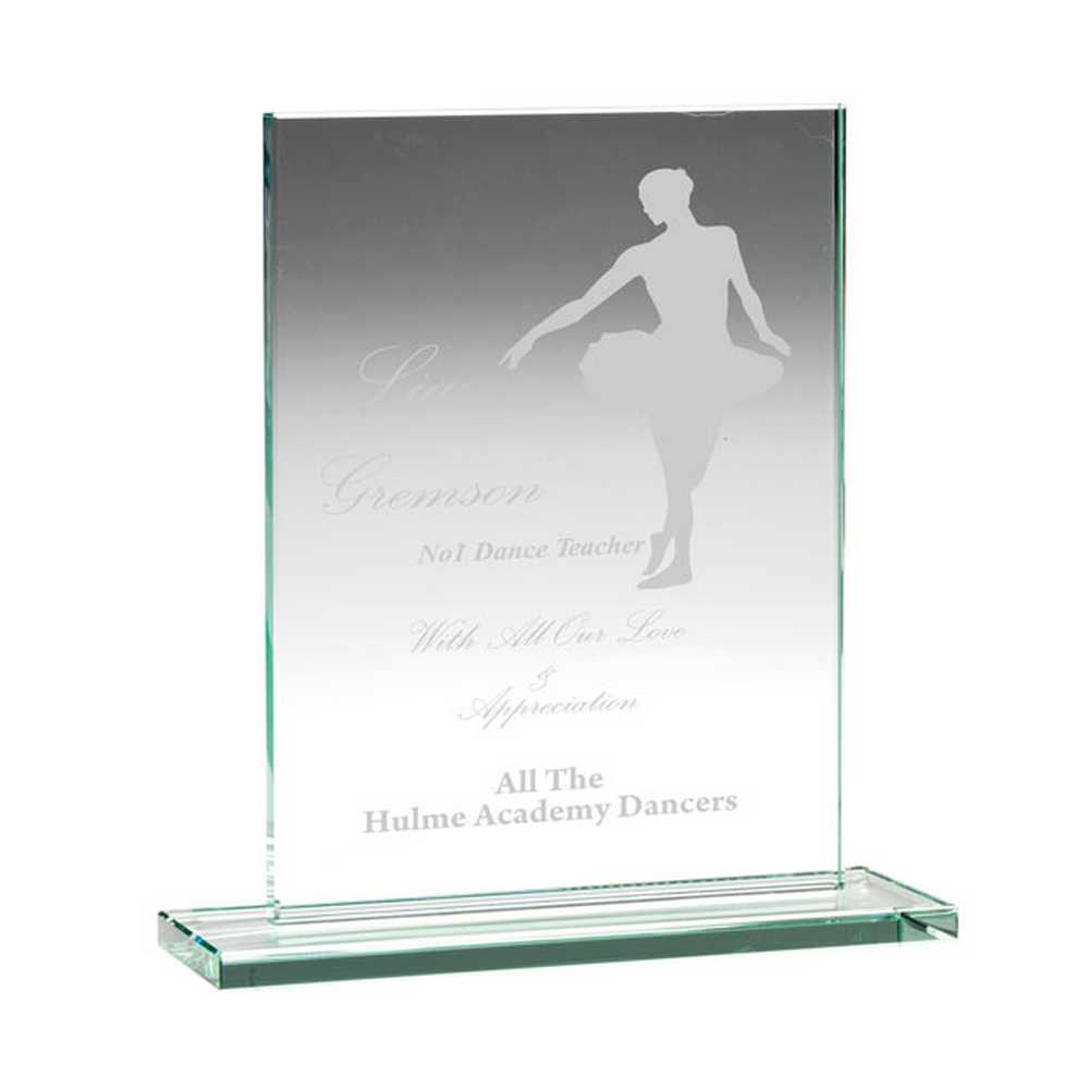 JADE GLASS RECTANGLE PLAQUE (10mm THICK) - 7.25in