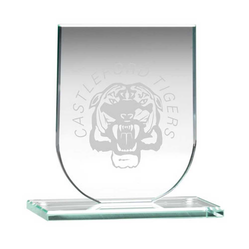 JADE GLASS SHIELD PLAQUE (6mm THICK) - 5.25in