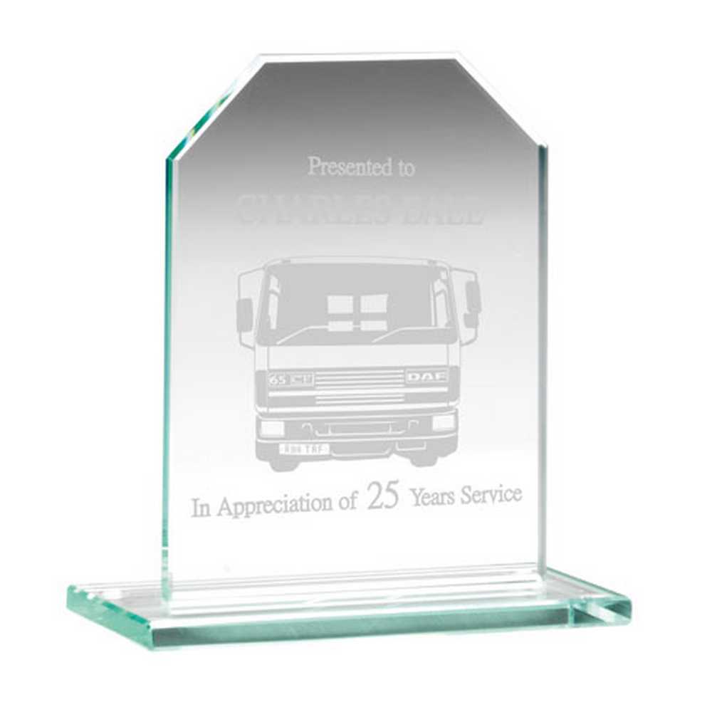 JADE GLASS CHAMFERED RECTANGLE PLAQUE (6mm THICK) - 4.5in