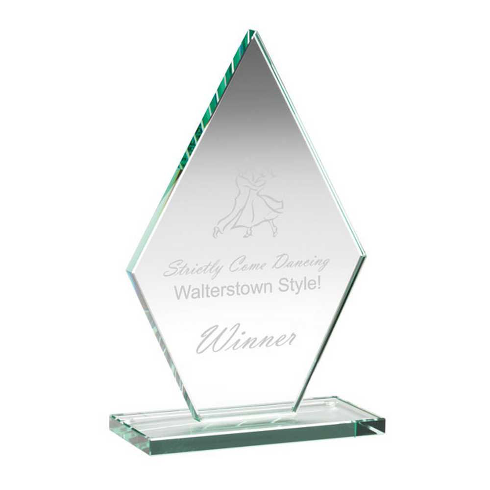 JADE GLASS TALL DIAMOND PLAQUE (10mm THICK) - 8in