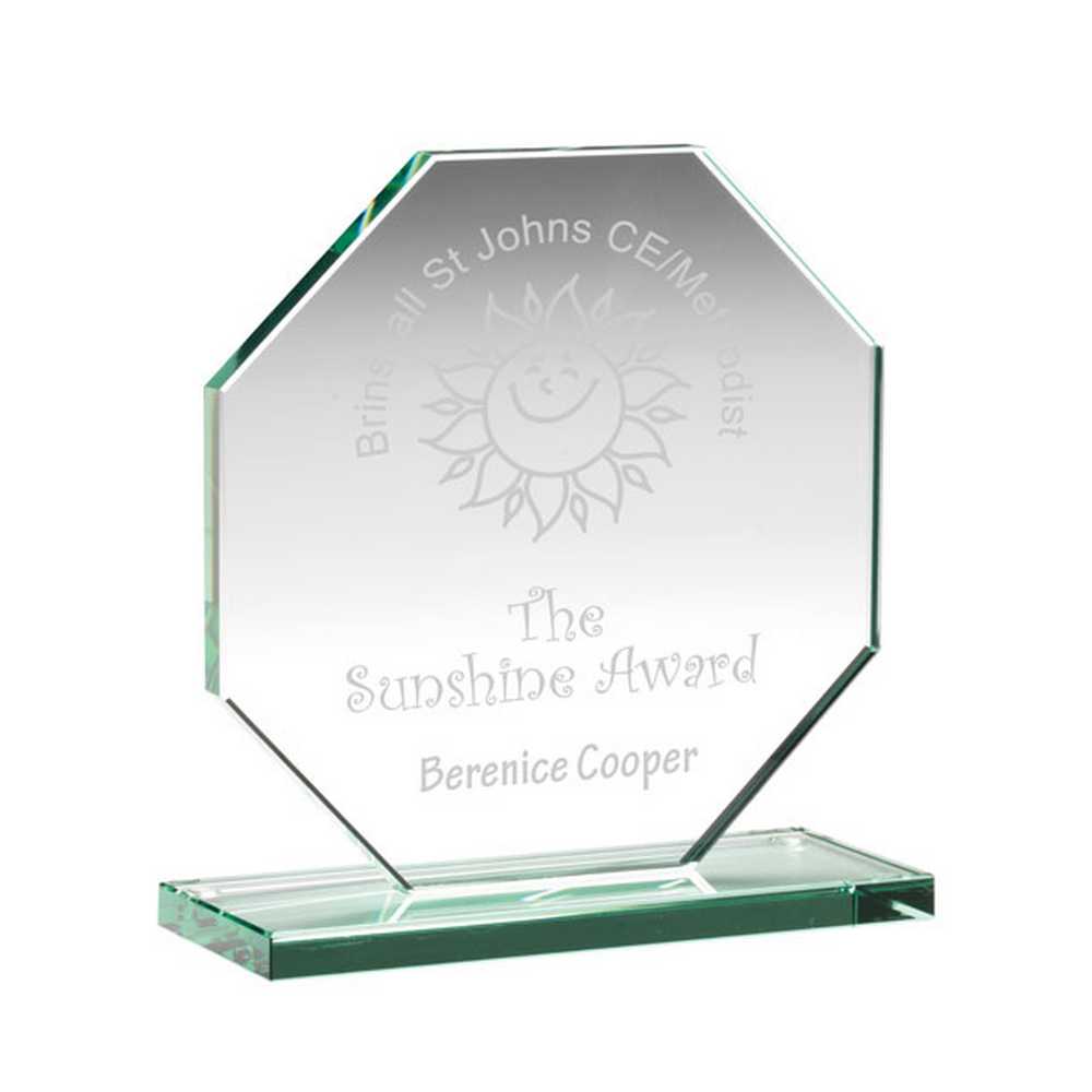 JADE GLASS OCTAGON PLAQUE (10mm THICK) - 4in