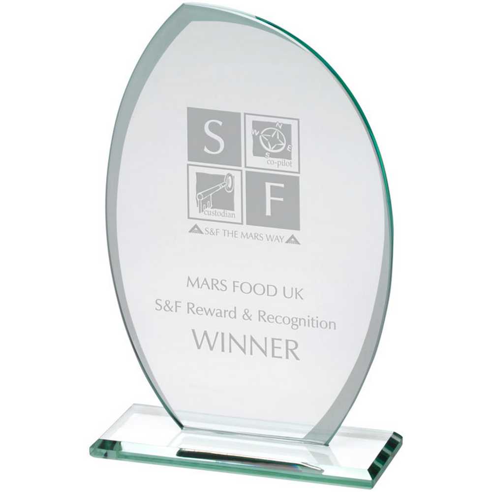 JADE GLASS PLAQUE WITH FROSTED SIDES (6mm THICK) - 7.5in