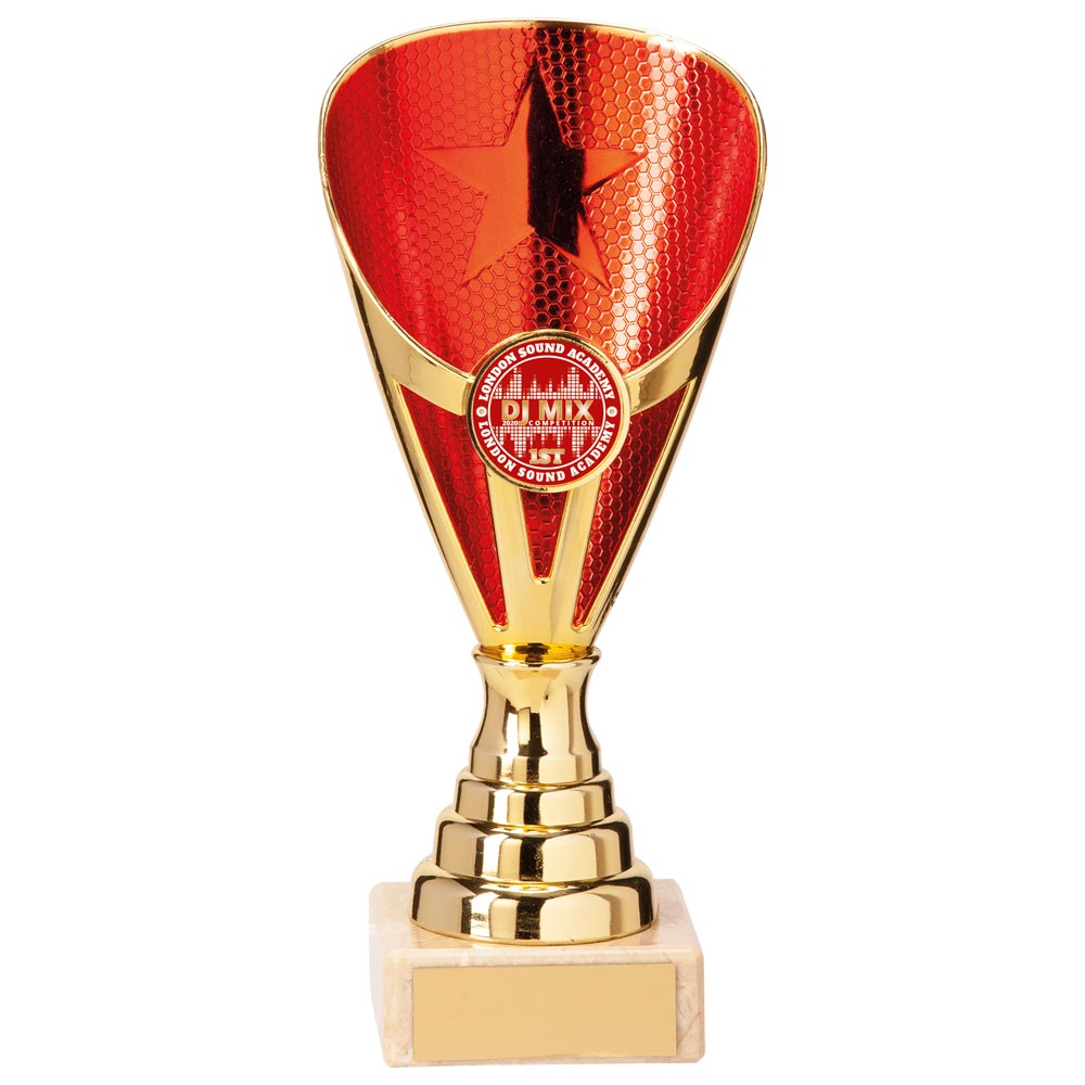 Rising Stars Premium Plastic Trophy Gold & Red 175mm