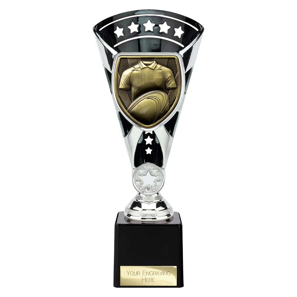 Cobra Star Cup Rugby Shirt & Ball Silver & Black 230mm