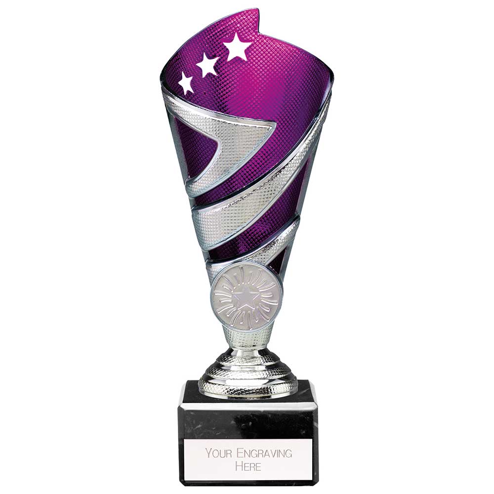 Hurricane Multisport Plastic Cup Silver & Purple 180mm