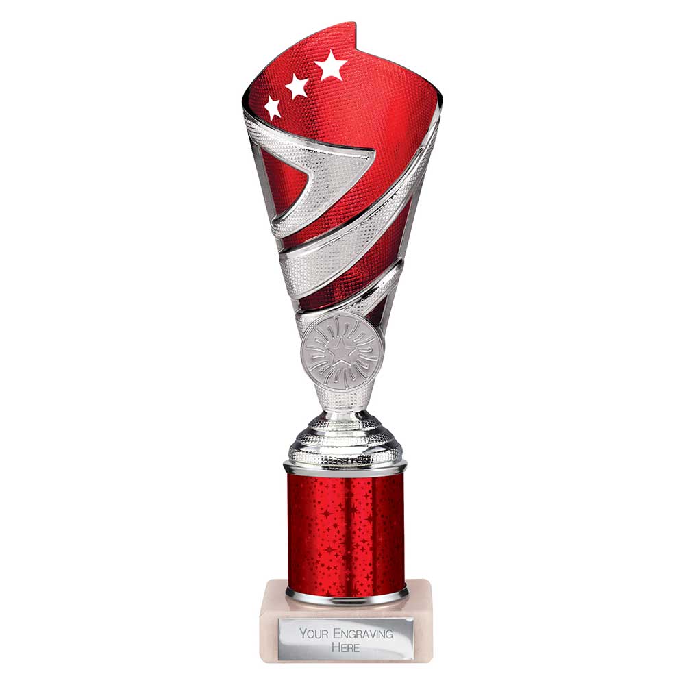 Hurricane Multisport Plastic Tube Cup Silver & Red 225mm