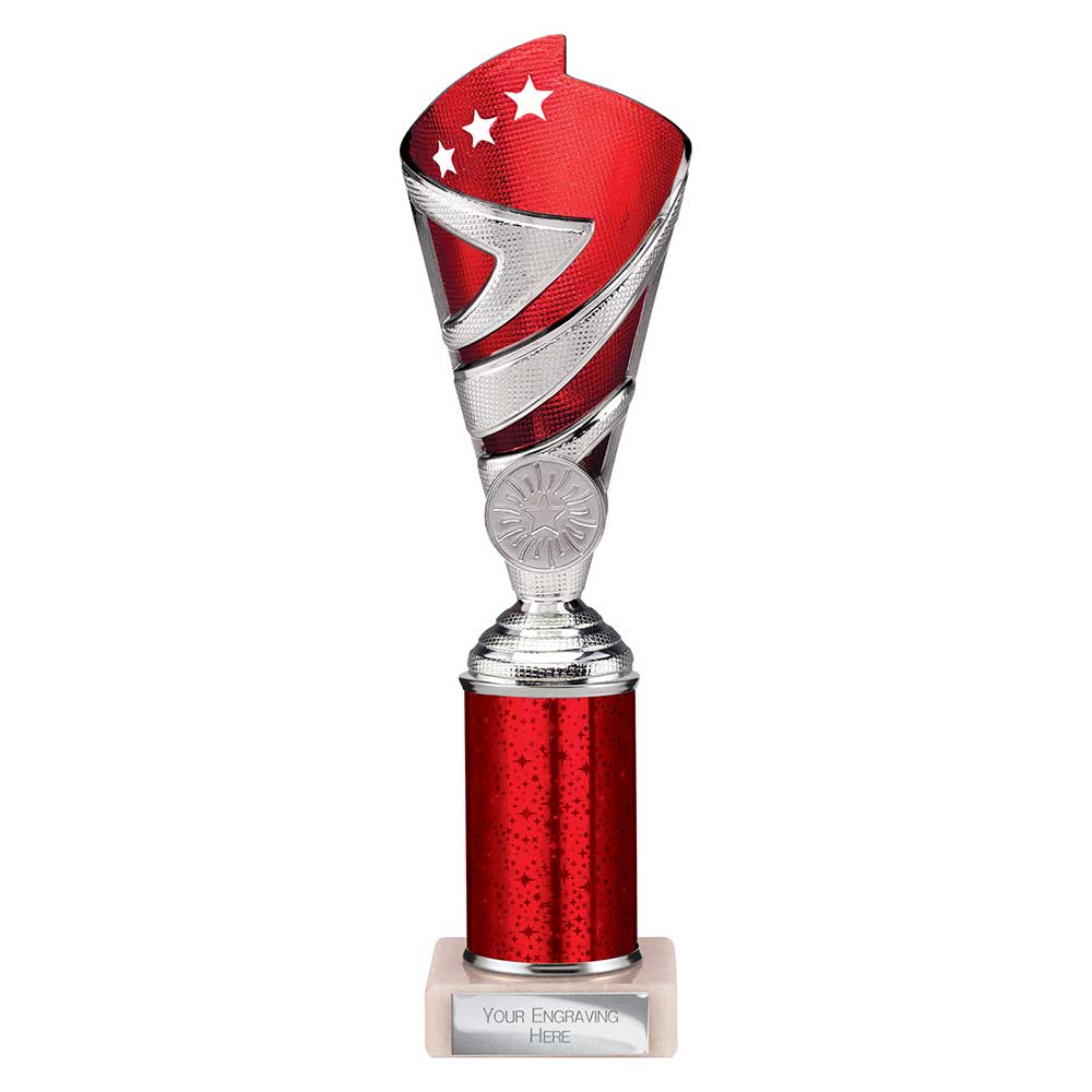 Hurricane Multisport Plastic Tube Cup Silver & Red 250mm