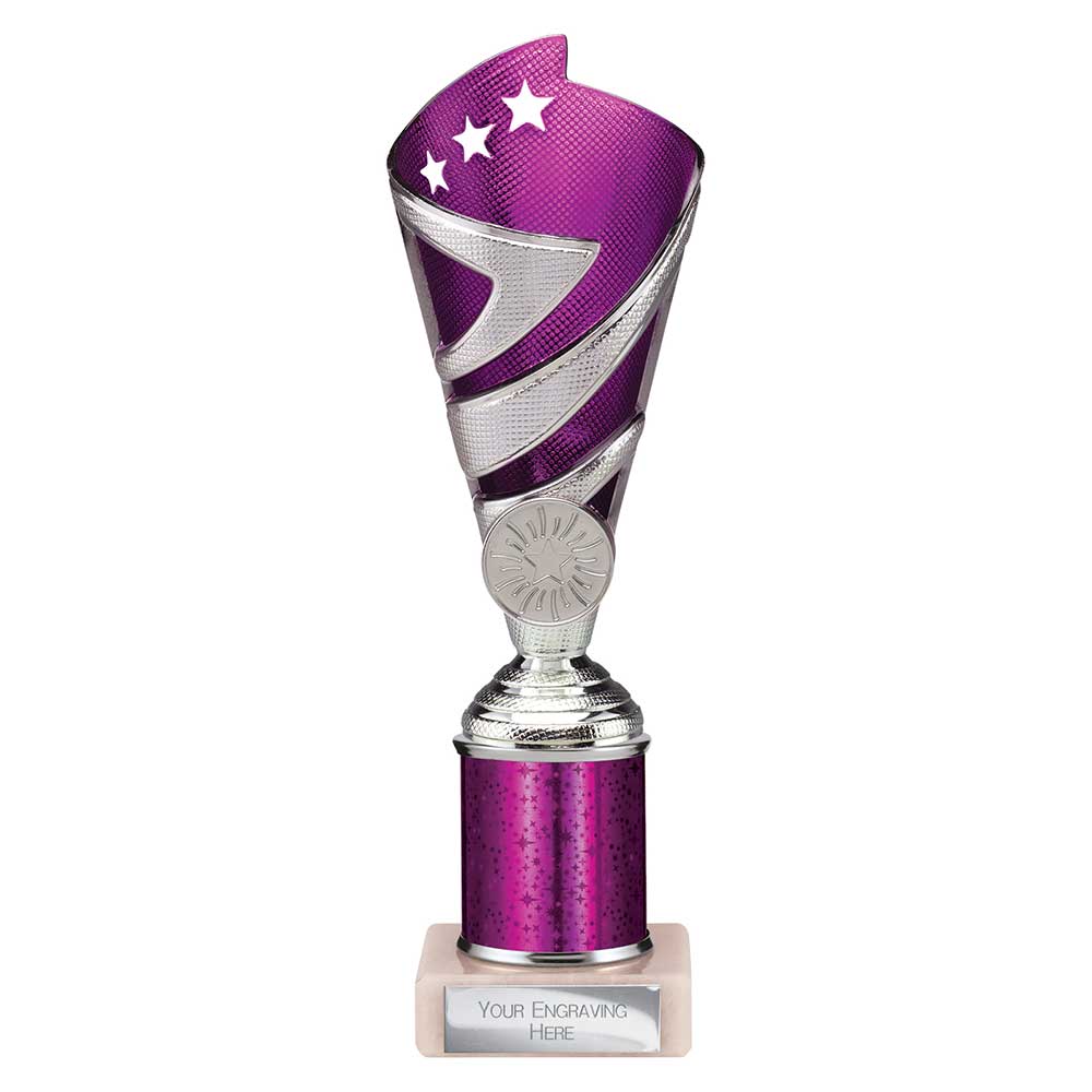Hurricane Multisport Plastic Tube Cup Silver & Purple 225mm