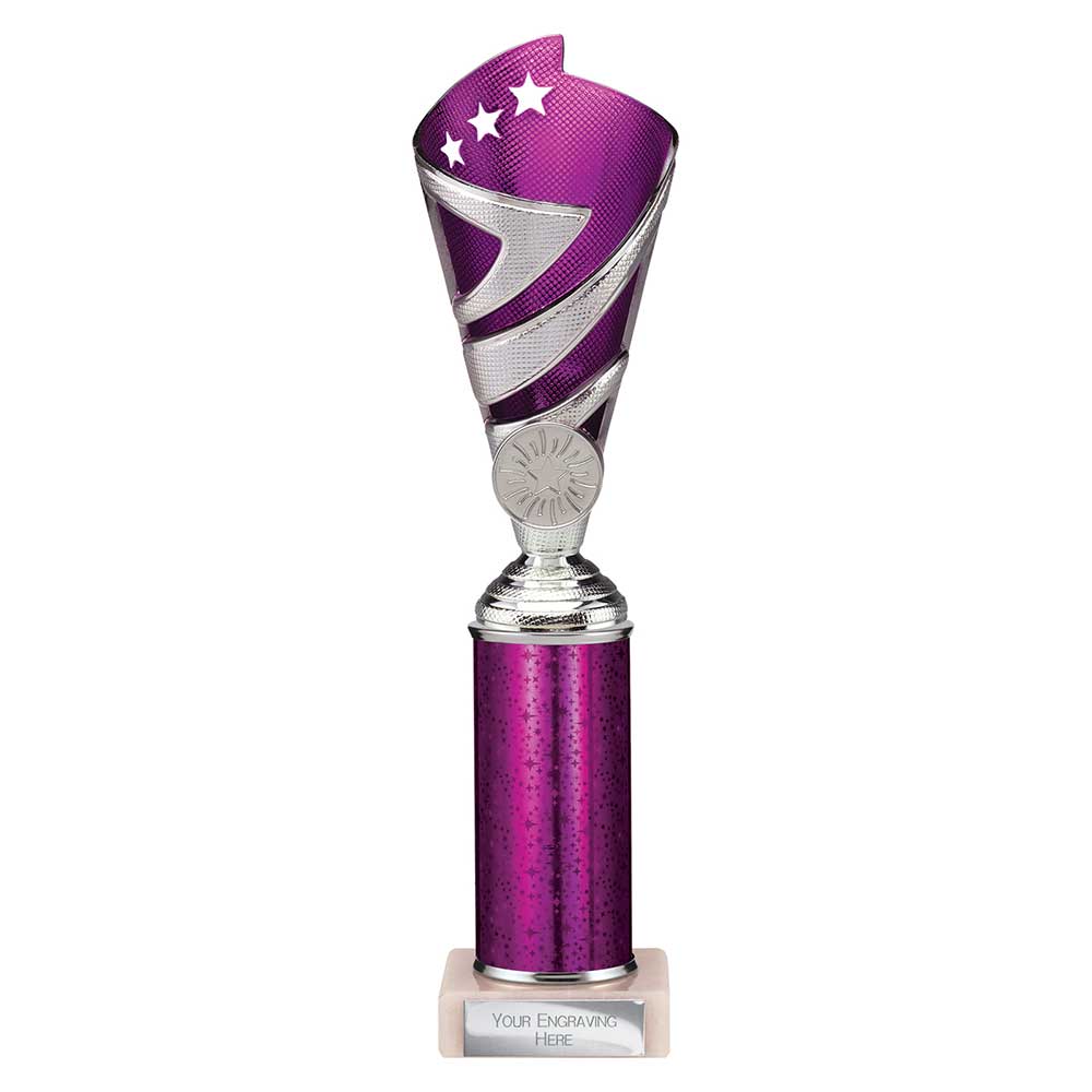 Hurricane Multisport Plastic Tube Cup Silver & Purple 275mm