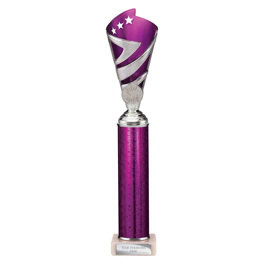 Hurricane Multisport Plastic Tube Cup Silver & Purple 350mm