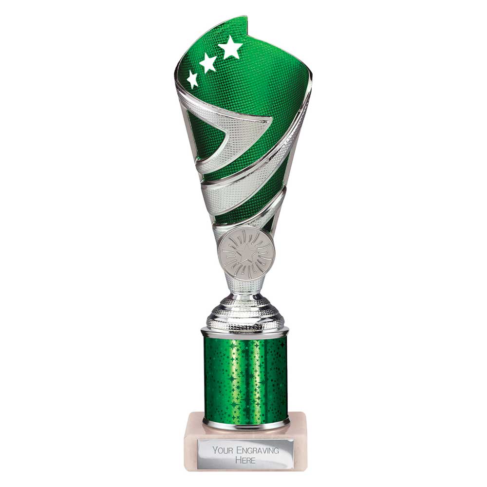 Hurricane Multisport Plastic Tube Cup Silver & Green 225mm