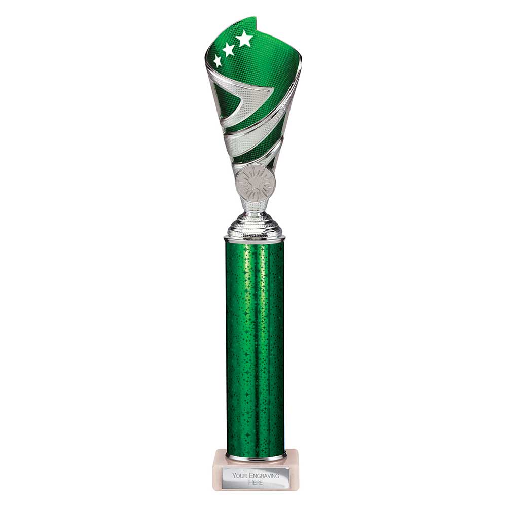 Hurricane Multisport Plastic Tube Cup Silver & Green 350mm