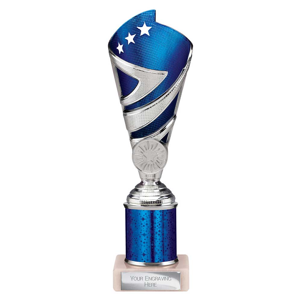 Hurricane Multisport Plastic Tube Cup Silver & Blue 225mm