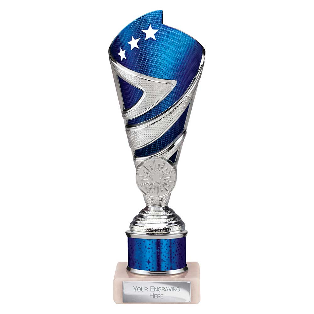 Hurricane Multisport Plastic Tube Cup Silver & Blue 200mm