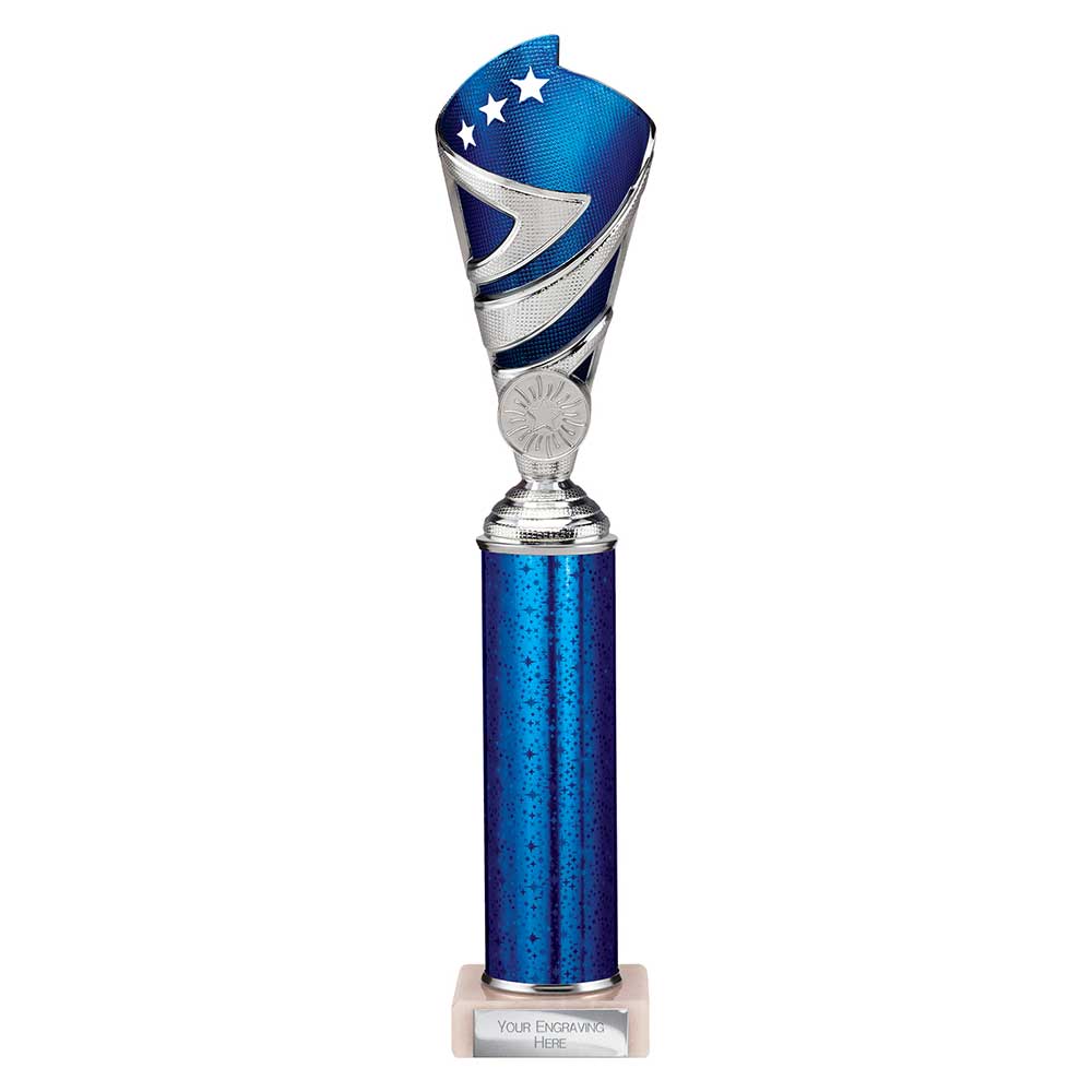 Hurricane Multisport Plastic Tube Cup Silver & Blue 325mm