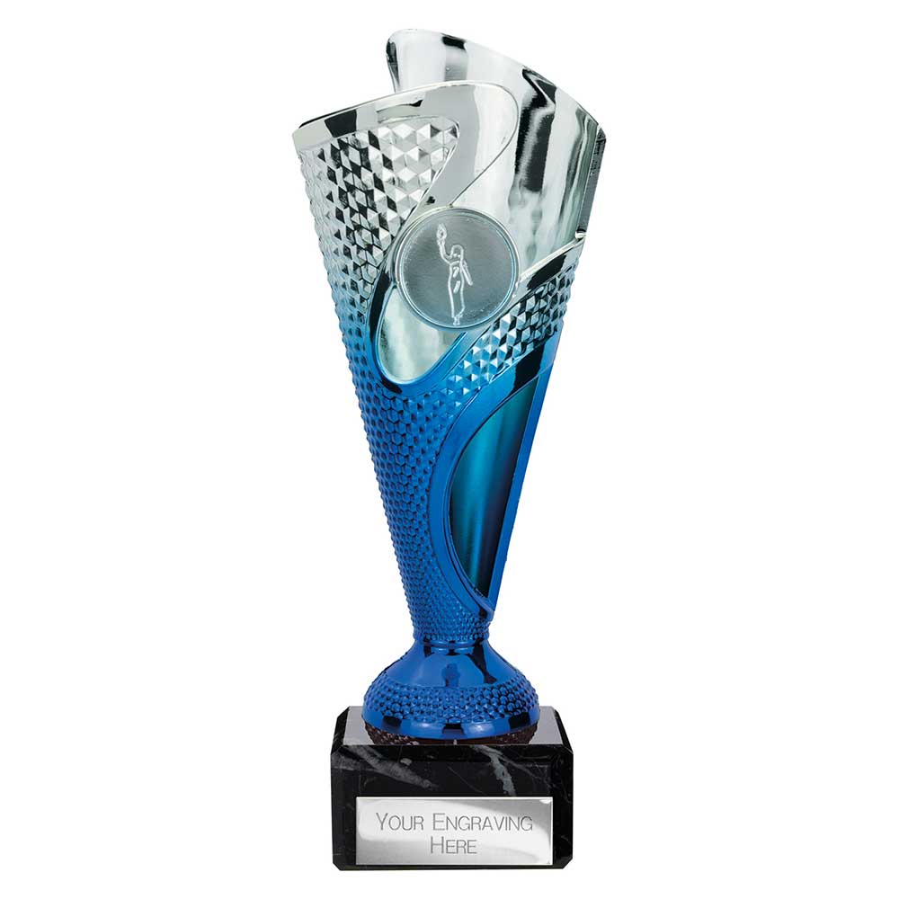 Rodeo Trophy Silver & Blue 195mm