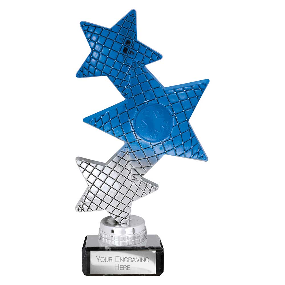 Trinity Star Multisport Plastic Trophy Blue & Silver 185mm