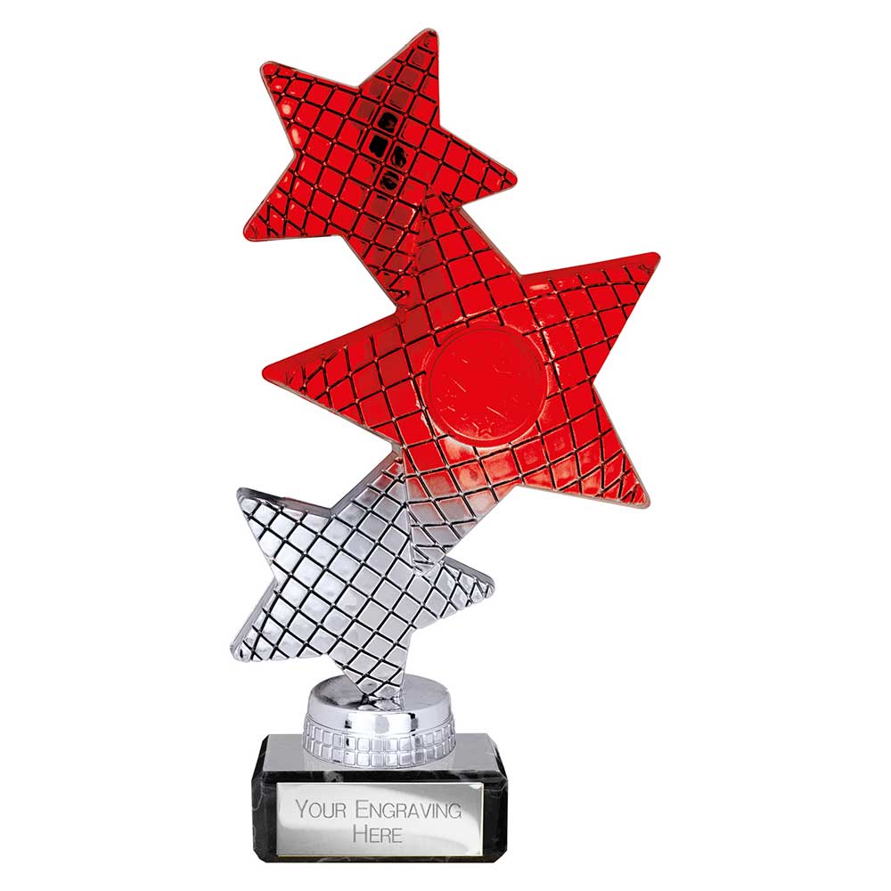 Trinity Star Multisport Plastic Trophy Red & Silver 185mm