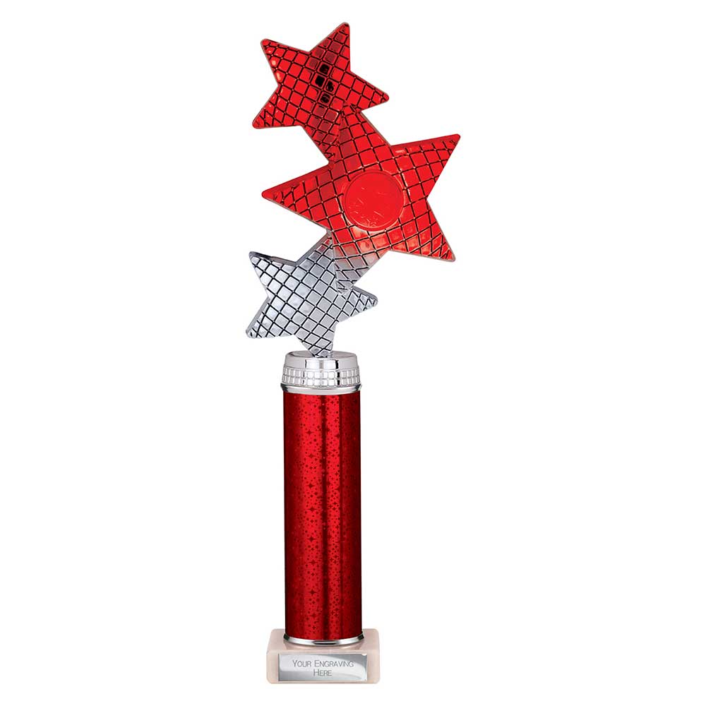 Trinity Star Multisport Tube Trophy Red & Silver 340mm