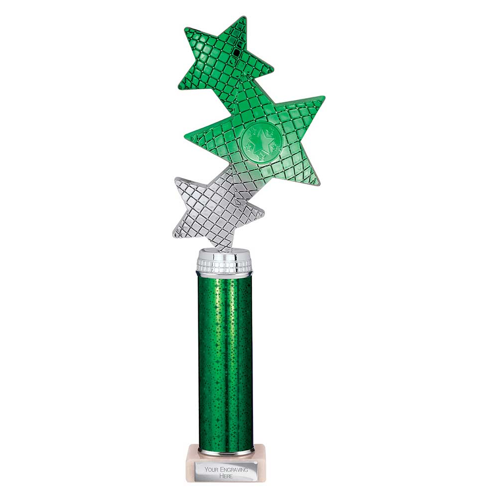 Trinity Star Multisport Tube Trophy Green & Silver 340mm