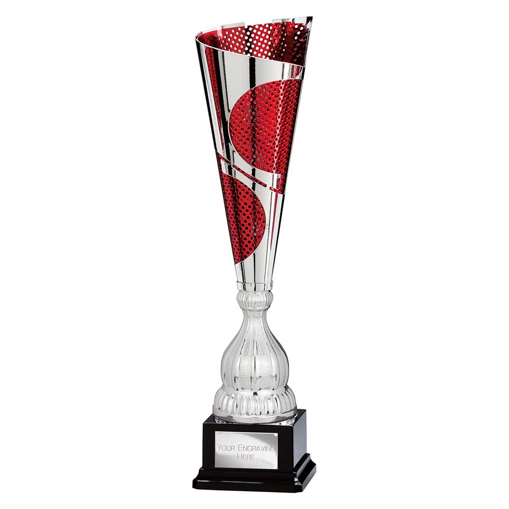 Quest Laser Cut Cup Silver & Red 450mm