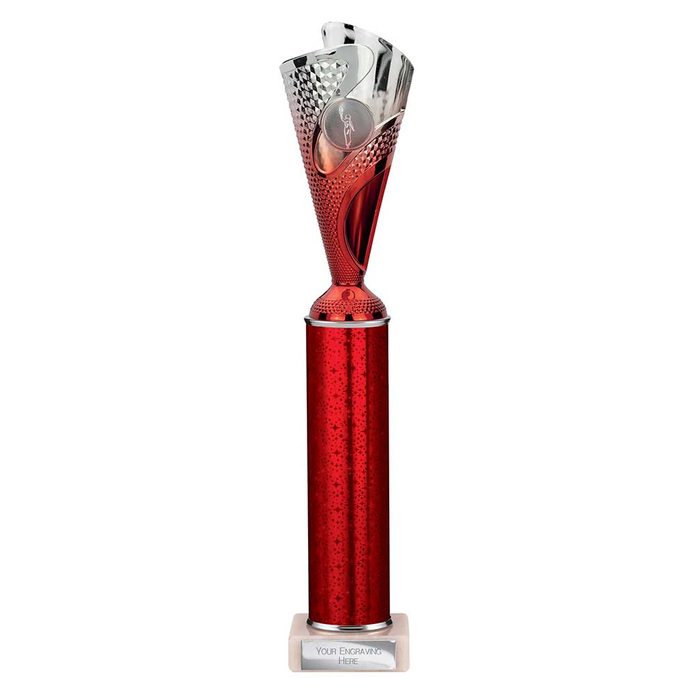 Rodeo Multisport Tube Trophy Silver & Red 365mm