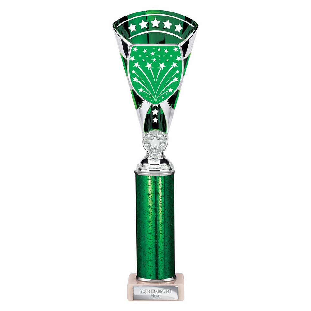 Cobra Star Multisport Tube Trophy Silver & Green 330mm