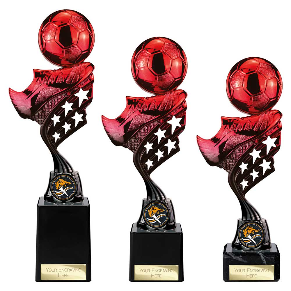 Innov8 Football Plastic Trophy Red & Black 230mm