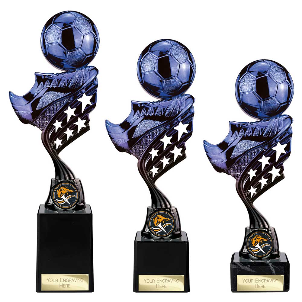 Innov8 Football Plastic Trophy Blue & Black 230mm