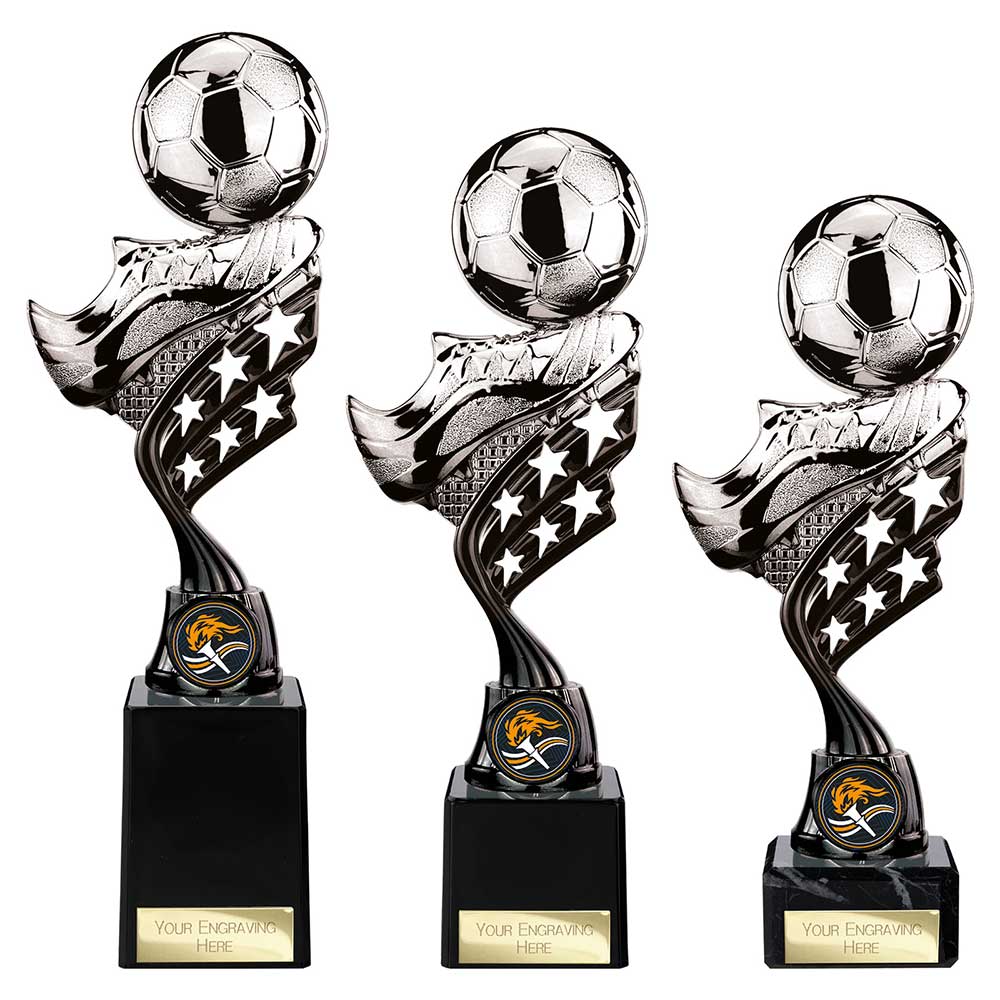 Innov8 Football Plastic Trophy Silver & Black 230mm