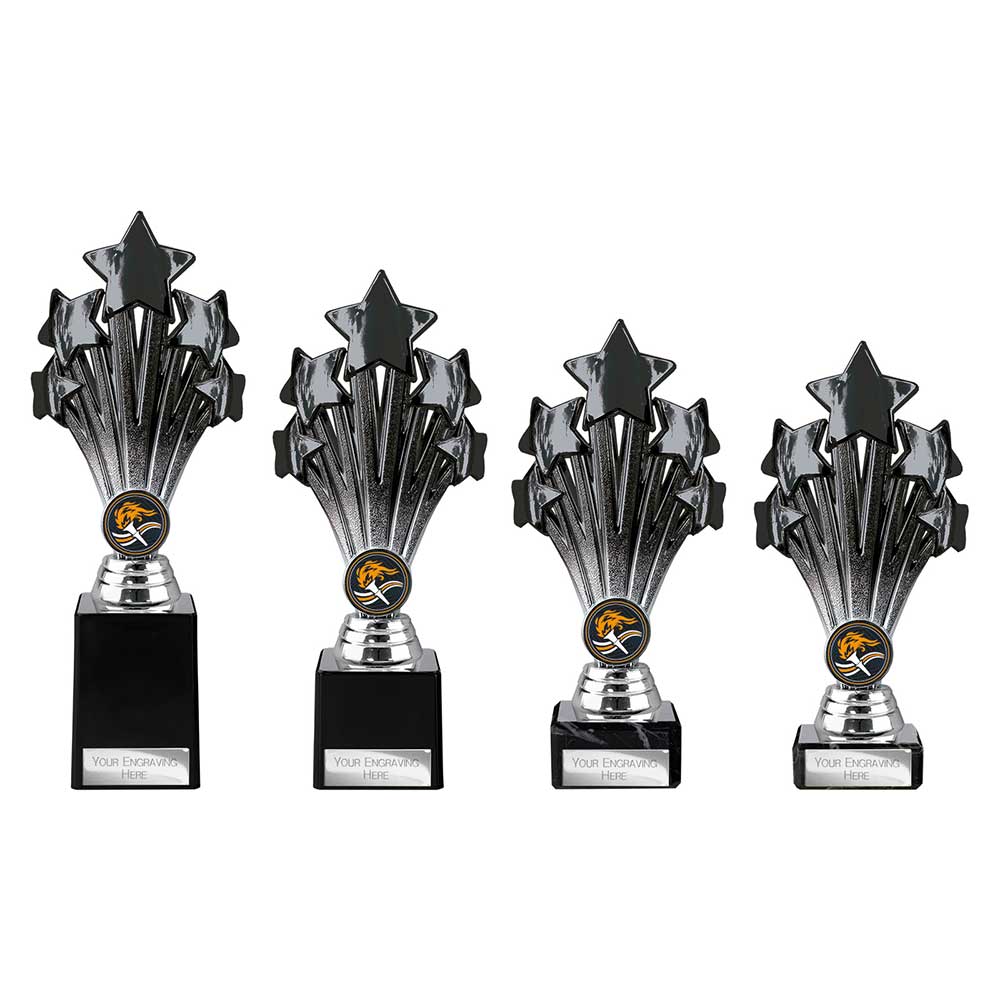 5 Star Trophy Black and Silver 190mm
