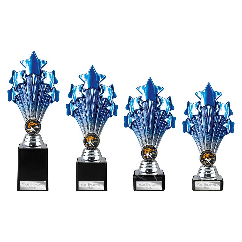 5 Star Trophy Blue and Silver 190mm