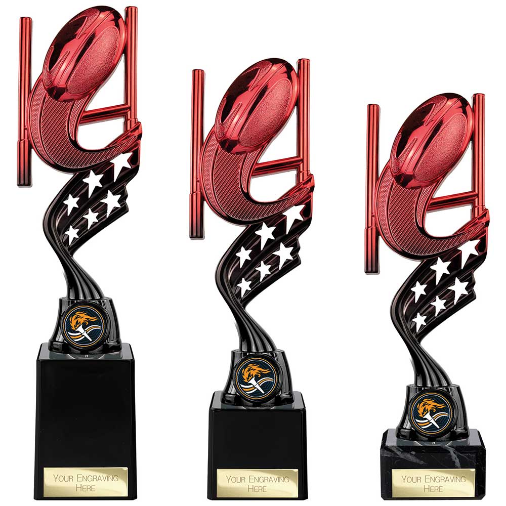 Innov8 Rugby Plastic Trophy Red & Black 275mm
