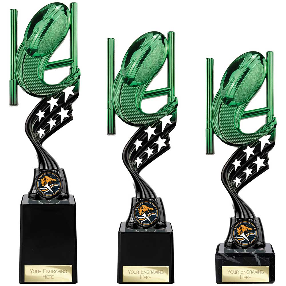 Innov8 Rugby Plastic Trophy Green & Black 230mm