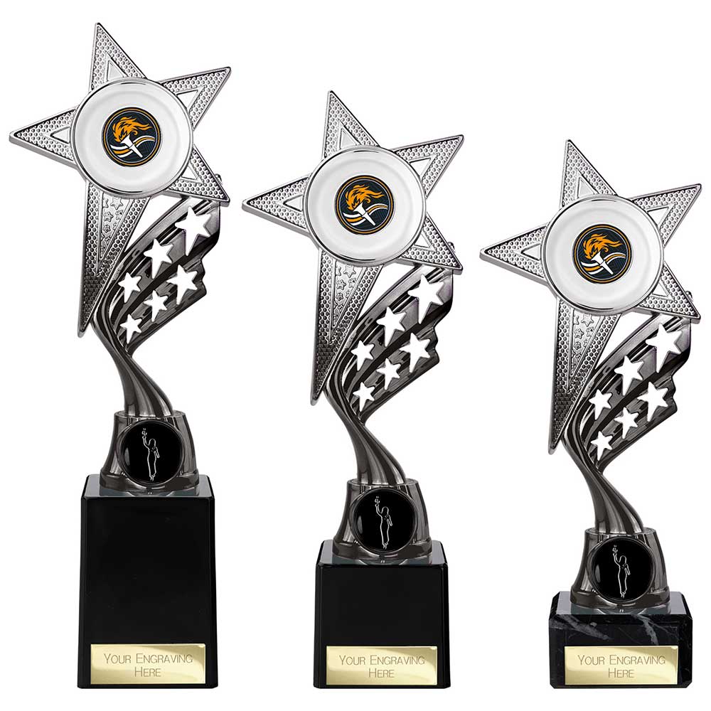 Innov8 Star Plastic Trophy Silver & Black 230mm