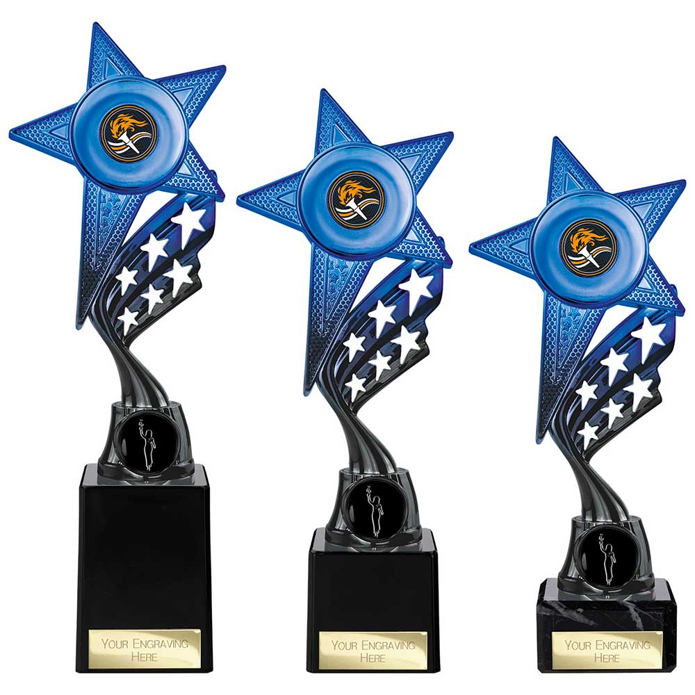 Innov8 Star Plastic Trophy Blue & Black 230mm