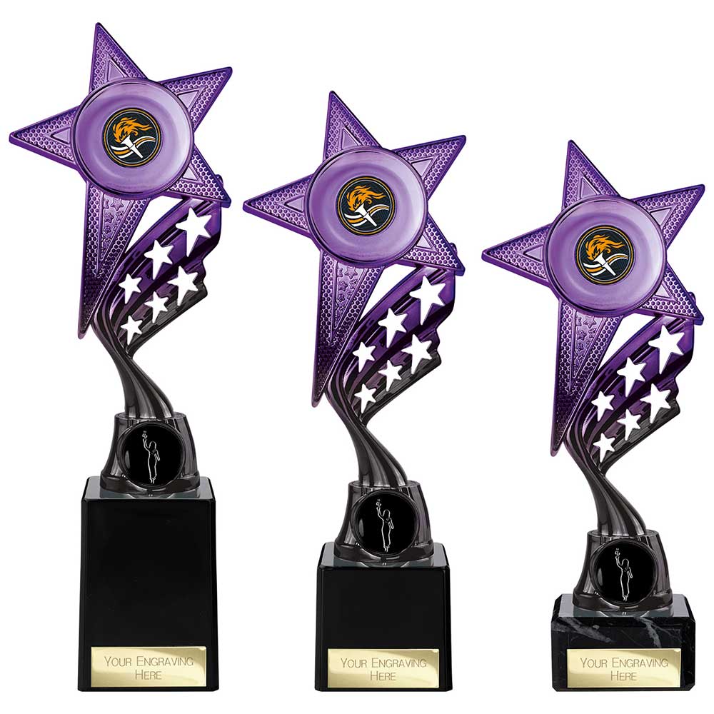 Innov8 Star Plastic Trophy Purple & Black. 230mm