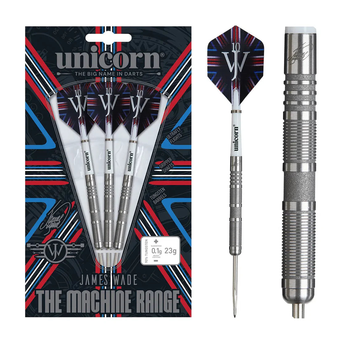 THE MACHINE JAMES WADE 2025 STEEL TIP DARTS SET 90% TUNGSTEN